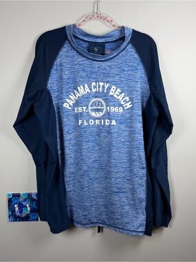 Men’s Banana Boat Panama City Florida Long Sleeve Blue Sun Shirt Top Beach XXL